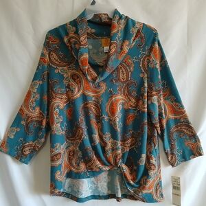Ruby Rd. Woman SZ 2X Cowl Neck Paisley Top